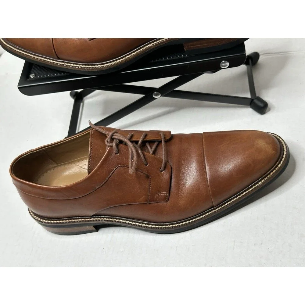 Cole Haan Warren Dress Shoes Mens 8.5 Wide Oxford Lace Up Casual Cap-Toe Brown